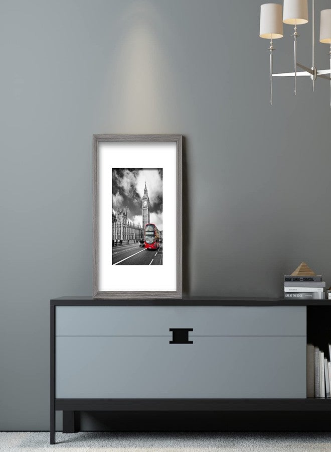 IkaLede 9x12 Rustic Picture Frame Display Pictures 6x8 with Mat or 9x12 without Mat Wooden Farmhouse Distressed Photo Frames for Artwork Wall Mounting and Table Top, Grey - Image 4